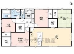 4ＬＤＫとウォークインクローゼットでゆとりのある暮らしが実現。リビングは18帖以上の開放感あふれる空間です。洋室が3部屋あるので、お子様が大きくなっても安心ですね＾＾