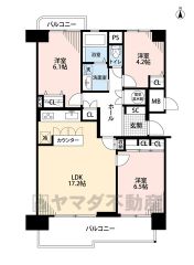 南向きで日当たり良好＾＾リビング17.2帖＾＾全居室収納付きで荷物もスッキリ収納できます。