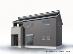完成予想図。 シンプルでいつまでも飽きのこないデザインが周囲の環境に調和し、どんなご家族にもフィットするデザインです。