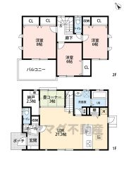 リビングは21帖以上の開放感あふれる空間です。2階も全室6帖以上と広々＾＾
