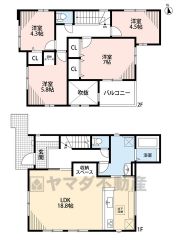 家具の配置がしやすい縦型リビング。広いLDKを探していた方に。