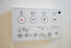 壁リモコンタイプのウォシュレット付き。
