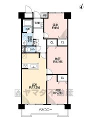 南東向き・高層階のため陽当たり・通風良好＾＾バルコニーへは2部屋から出られます。約6.3帖の広々納戸付き。