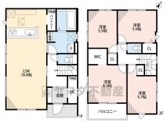 家具の配置がしやすい縦型リビング。広いLDKを探していた方に。