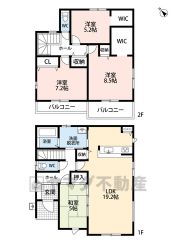 リビングは19帖以上の開放感あふれる空間です。2階は洋室が3部屋あるので、お子様が大きくなっても安心ですね＾＾