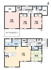 全居室南向きでどこにいても日当たり良好。リビングと和室を繋げて使用すると21.6帖の大空間＾＾ファミリークローゼット付き＾＾