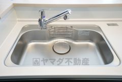 広々とした凸型シンクに洗剤ポケットを標準装備。大きなお鍋など洗いやすいです。