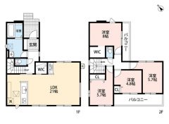 4LDK＾＾ご家族でゆったりと寛げる広々LDK21帖＾＾ファミリークロークとウォークインクローゼットが完備された充実した間取り＾＾
