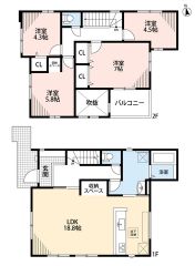 家具の配置がしやすい縦型リビング。広いLDKを探していた方に。