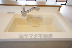 広々とした凸型シンクに洗剤ポケットを標準装備。大きなお鍋など洗いやすいです。