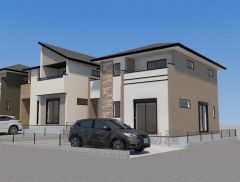 外壁はツートンカラーでスタイリッシュな外観で来客の時が待ち遠しくなりますね。