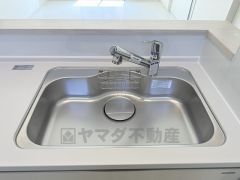 広々とした凸型シンクに洗剤ポケットを標準装備。大きなお鍋など洗いやすいです。