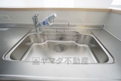 広々とした凸型シンクに洗剤ポケットを標準装備。大きなお鍋など洗いやすいです。