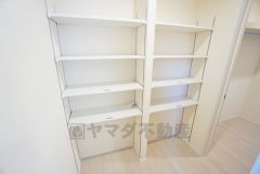 まとめ買いしてもこの収納量なら心配要らずのパントリー。調理家電や食品のストックをすっきりまとめられ、キッチン周りを広々使えます。