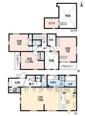 リビングは19帖の開放感あふれる空間です。2階は洋室が3部屋あるので、お子様が大きくなっても安心ですね＾＾