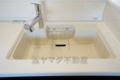 広々とした凸型シンクに洗剤ポケットを標準装備。大きなお鍋など洗いやすいです。