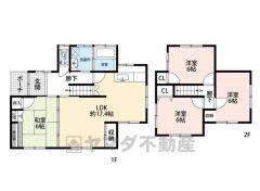 LDKと和室を合わせると23．4帖の大空間となります。2階の洋室は全居室6帖以上と広々＾＾