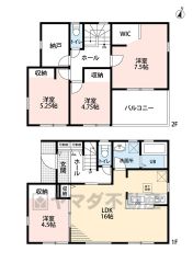 LDKと隣の洋室を合わせると20.5帖の大空間。2階は洋室が3部屋あるので、お子様が大きくなっても安心ですね＾＾