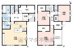 ウォークインクローゼット3ヶ所あり＾＾水回りが1ヵ所に集中した家事導線に配慮した間取りです。