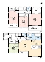 約16帖の広さを確保したＬＤＫは、和室と一体化して利用すると約20.5帖の大空間。陽当たりを1日中確保できる間取り＾＾