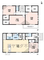 リビングイン階段でご家族が自然に顔を合わせられる間取り。2階は全室6帖以上と広々しています。収納箇所も豊富＾＾