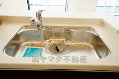 広々とした凸型シンクに洗剤ポケットを標準装備。大きなお鍋など洗いやすいです。