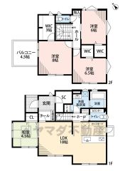水回りが1ヵ所に集中した家事導線に配慮した間取りです。