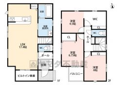 リビングイン階段でご家族が自然に顔を合わせられる間取り。2階は洋室が3部屋あるので、お子様が大きくなっても安心ですね＾＾
