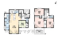 約19.2帖の広さを確保したＬＤＫは、和室と一体化して利用すると約23.7帖の大空間。