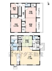 LDKと和室を合わせると22帖の大空間となります。約3帖の書斎は、ワークスペースや趣味部屋として活用出来ます。バルコニーは南東向きで陽当たり良好、2部屋から行き来出来て便利。