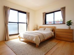 家具はイメージです。寛ぎの時間を紡ぎだす主寝室は、大型ベッドを置いても余裕の広さを確保しています。