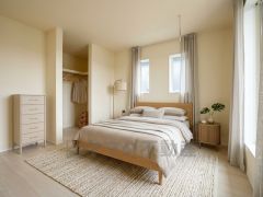 家具はイメージです。寛ぎの時間を紡ぎだす主寝室は、大型ベッドを置いても余裕の広さを確保しています。