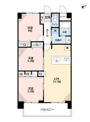 南東向きで日当たり良好＾＾各居室収納付き。家具の配置がしやすい縦型リビング＾＾