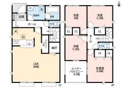 リビング広々20帖＾＾急な雨から洗濯物を守ってくれるインナーバルコニー付き＾＾
