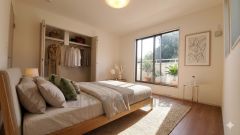 家具はイメージです。寛ぎの時間を紡ぎだす主寝室は、大型ベッドを置いても余裕の広さを確保しています。