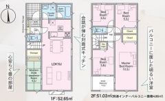 5LDK。コミュニケーションが取りやすいリビング階段＾＾2階に洋室が4部屋あるのでお子様が大きくなっても安心ですね＾＾