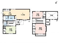 21.2帖の広々としたリビング上部は吹抜けになっており開放感たっぷり＾＾全居室6帖以上、収納完備のゆとりのある空間になっています。